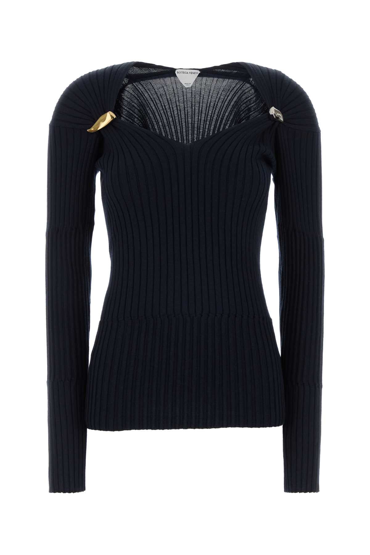 Bottega Veneta Women Midnight Blue Cashmere Blend Top BOTTEGA VENETA