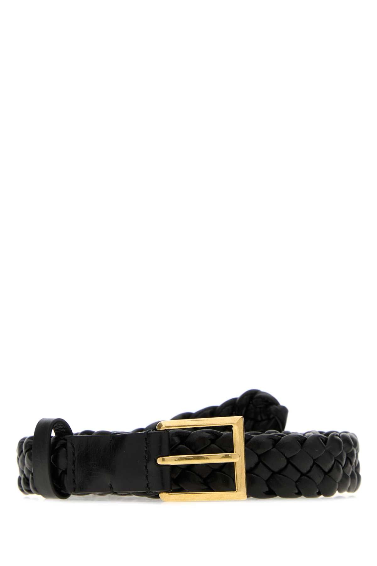 Bottega Veneta Women Black Leather Solo Belt BOTTEGA VENETA