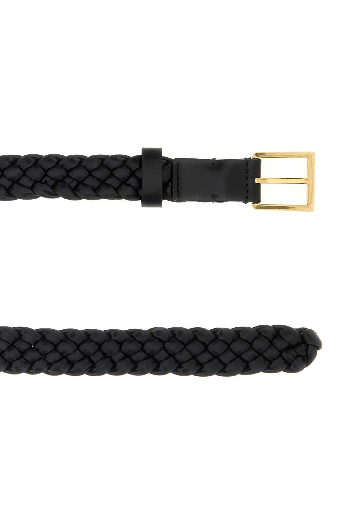 Bottega Veneta Women Black Leather Solo Belt BOTTEGA VENETA