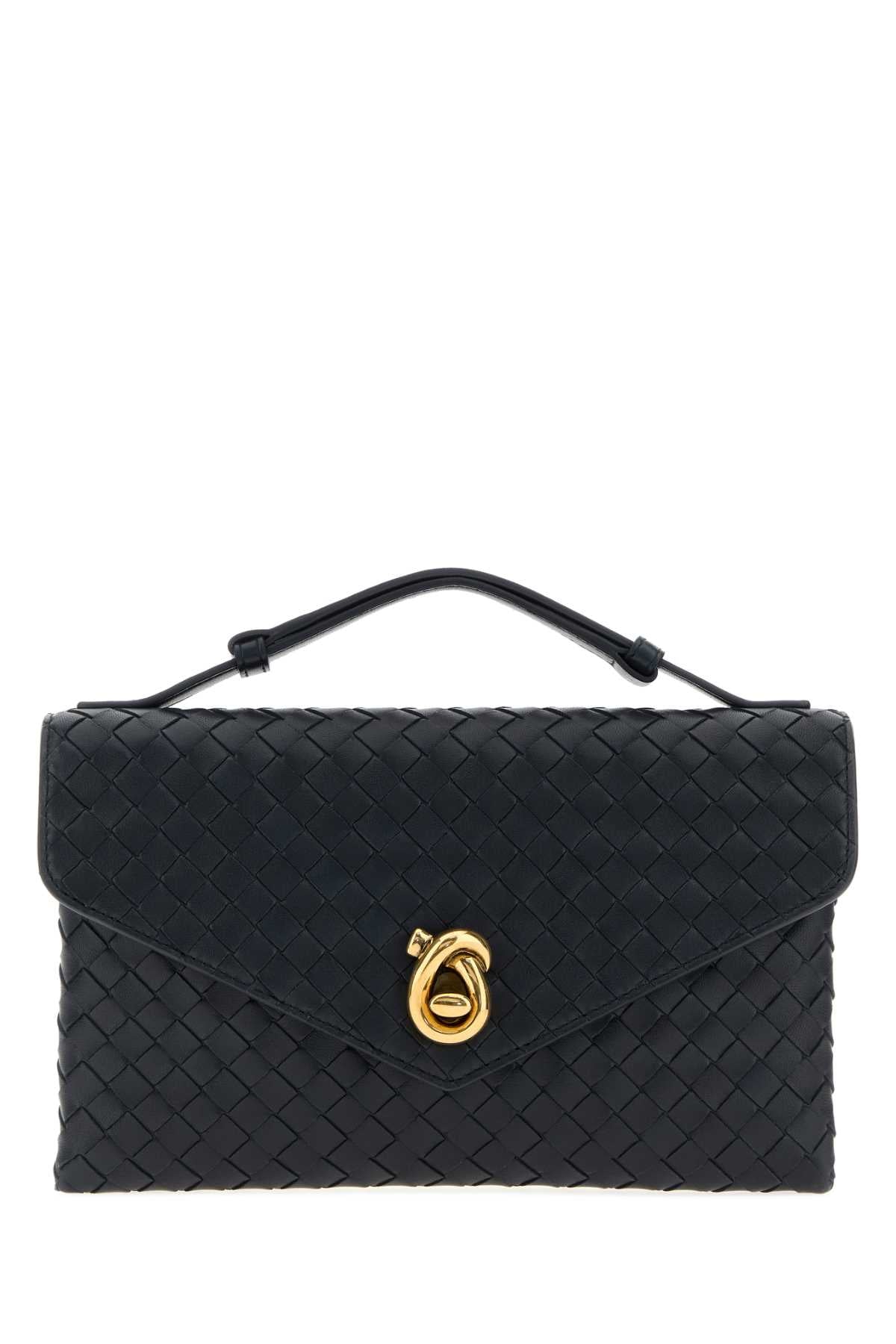 Bottega Veneta Women Midnight Blue Leather Knot Lock Handbag BOTTEGA VENETA