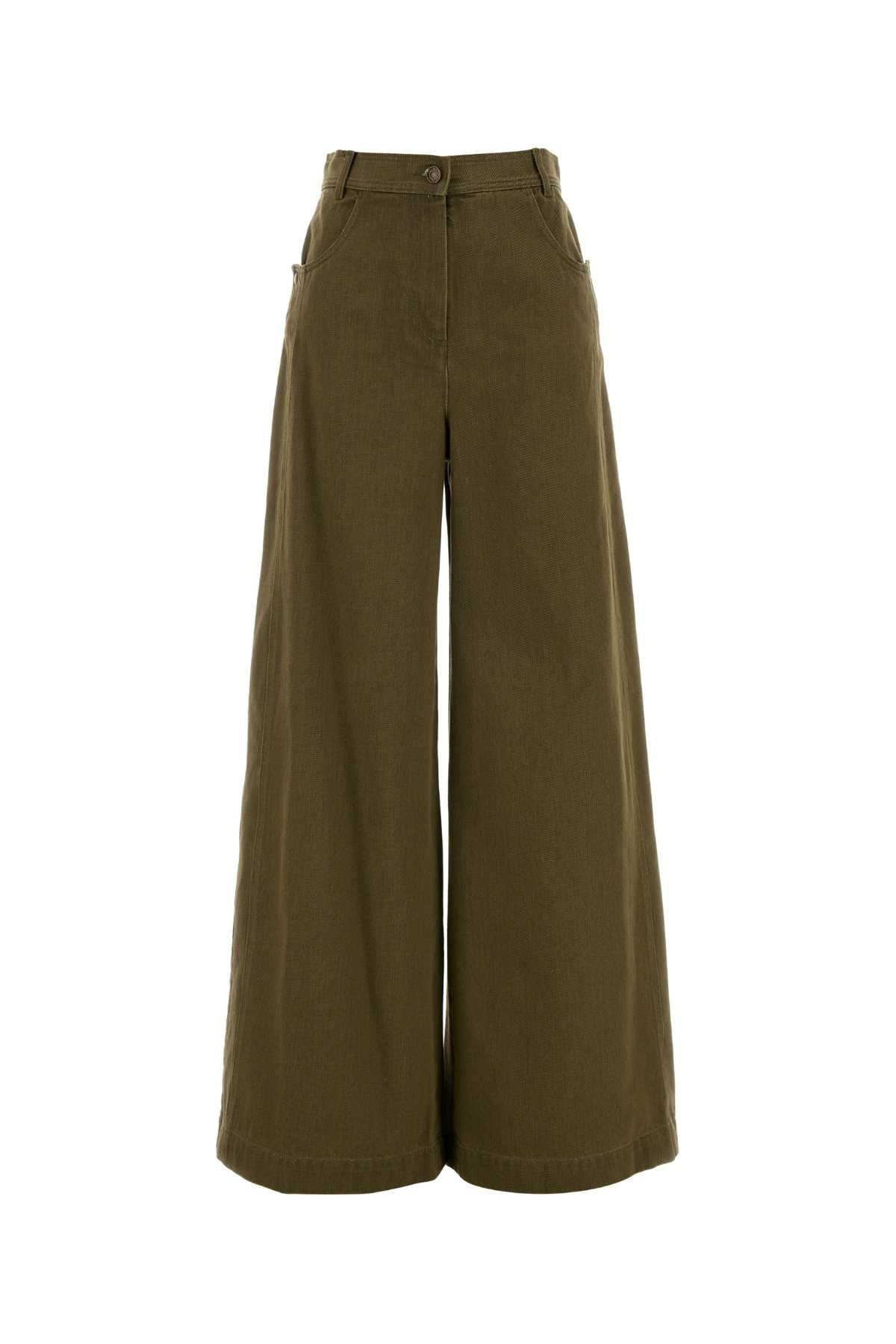 Max Mara Women Army Green Denim Alamaro Wide-Leg Jeans MAX MARA