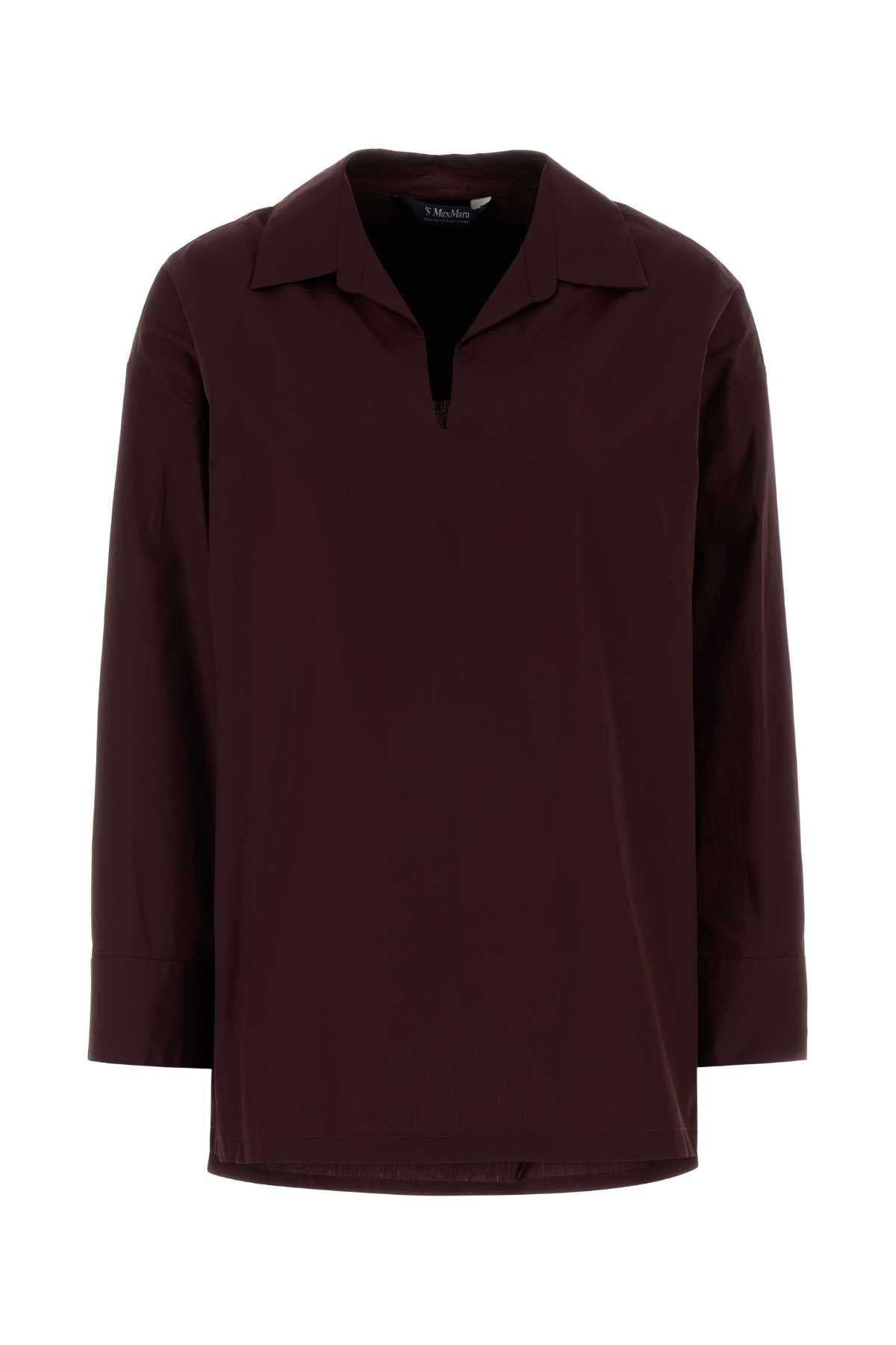S Maxmara Women Aubergine Poplin Cristel Blouse S MAX MARA