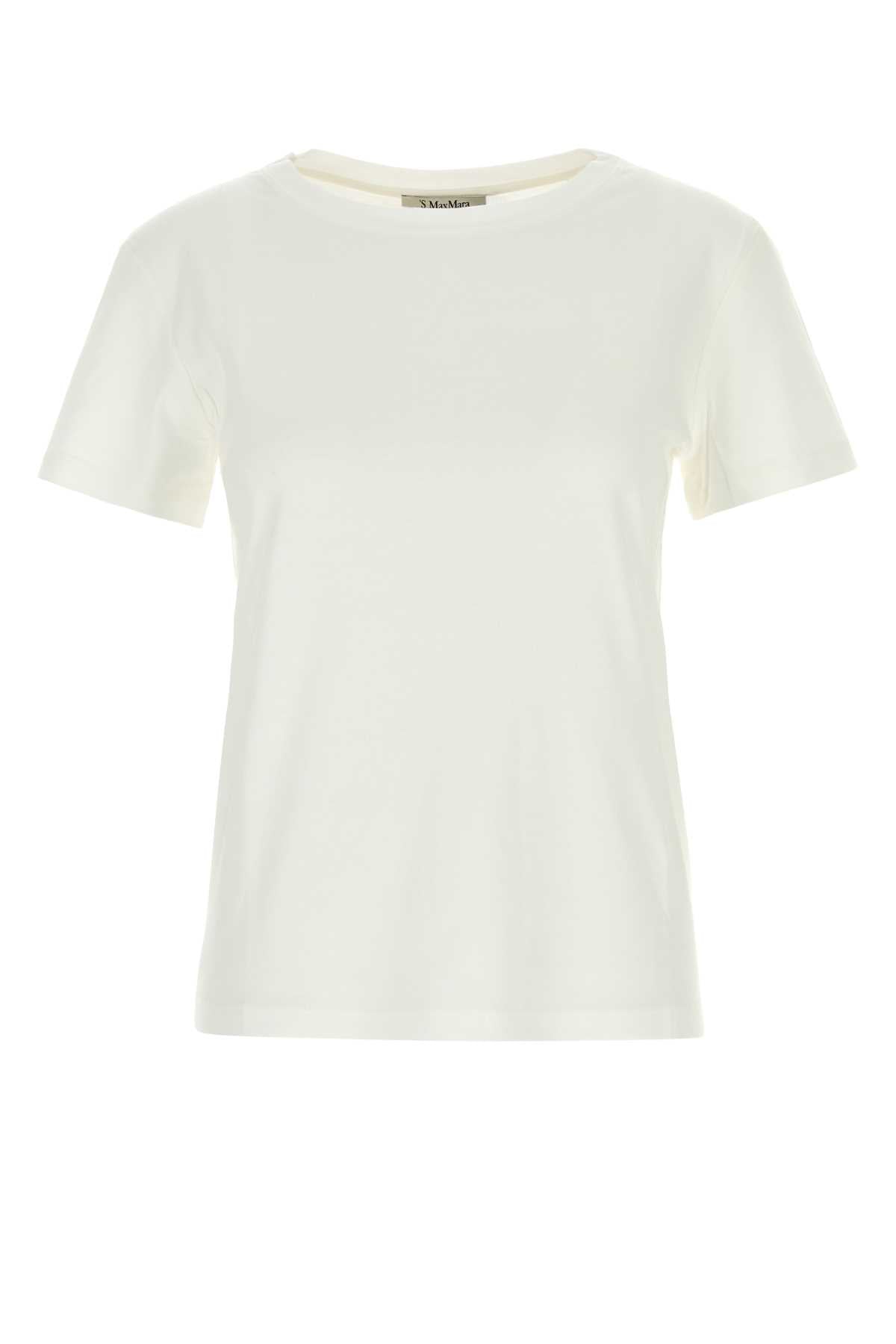 S Maxmara Women White Cotton And Modal Segale T-Shirt