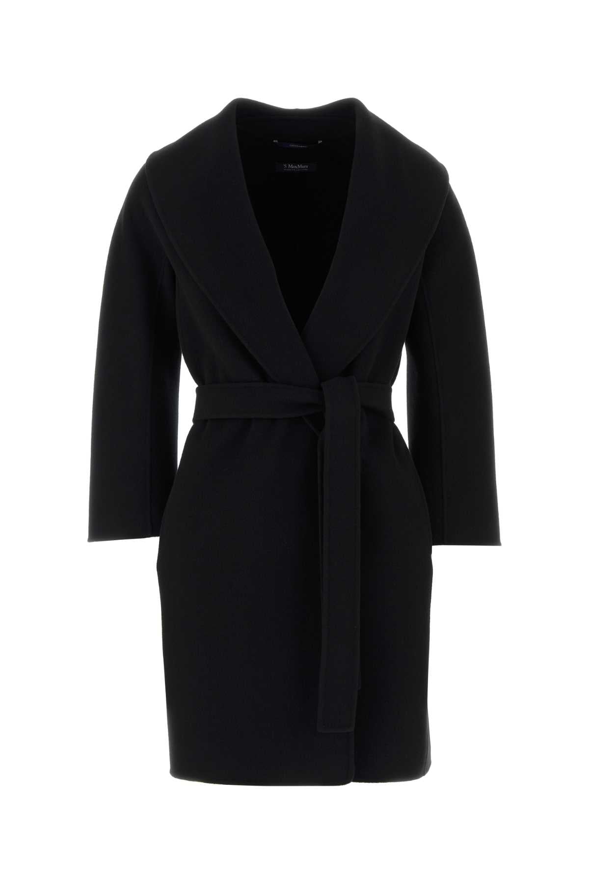 S Maxmara Women Black Wool Messi Coat