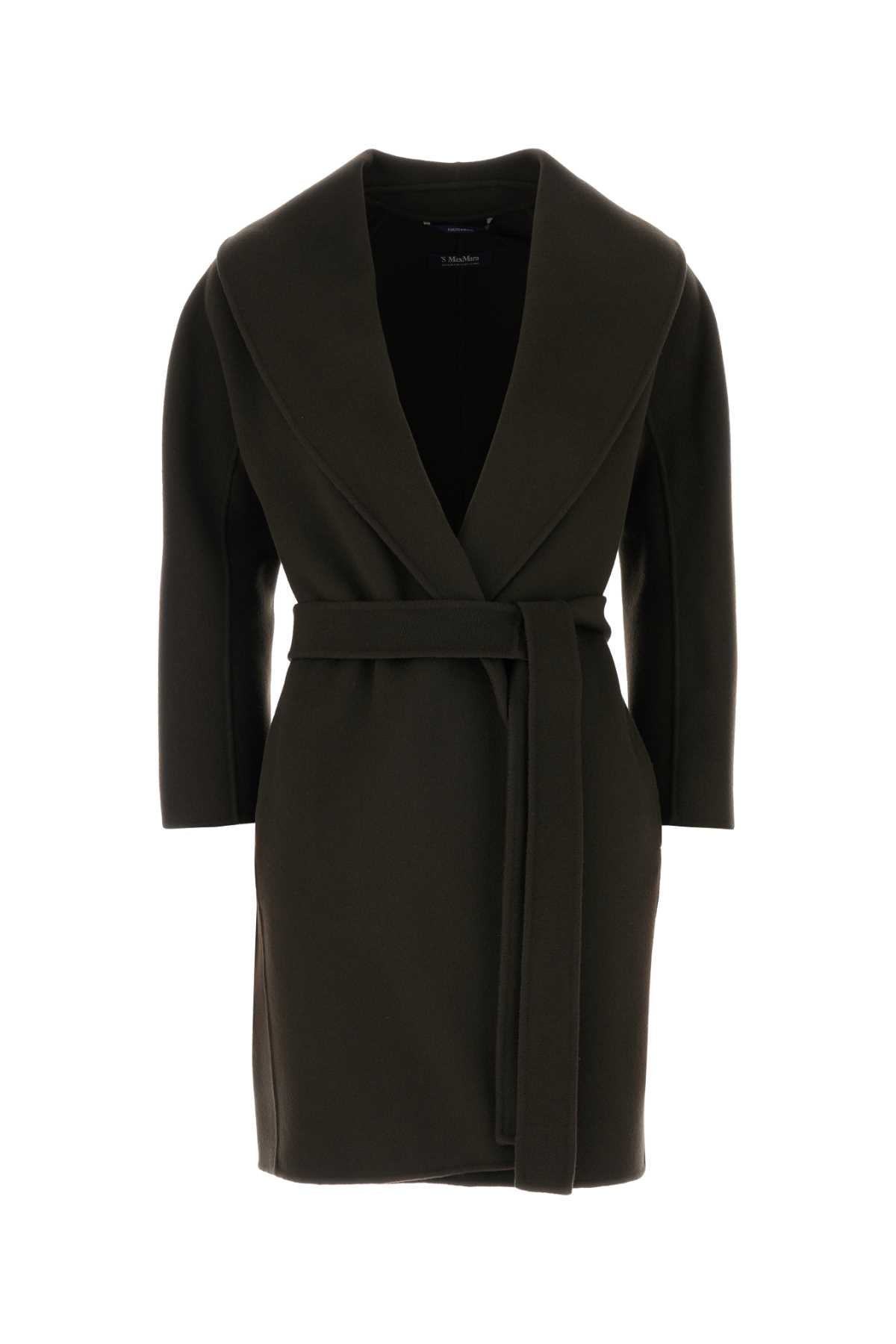 S Maxmara Women Dark Brown Wool Messi Coat