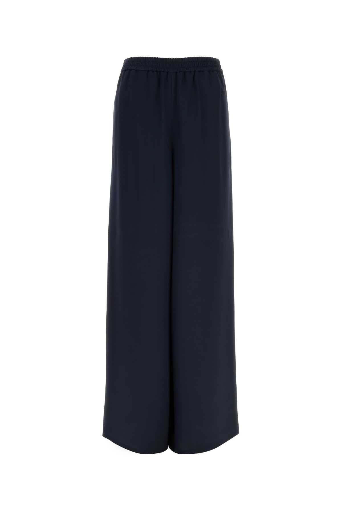 Max Mara Women Navy Blue Silk Volonta Wide-Leg Pant