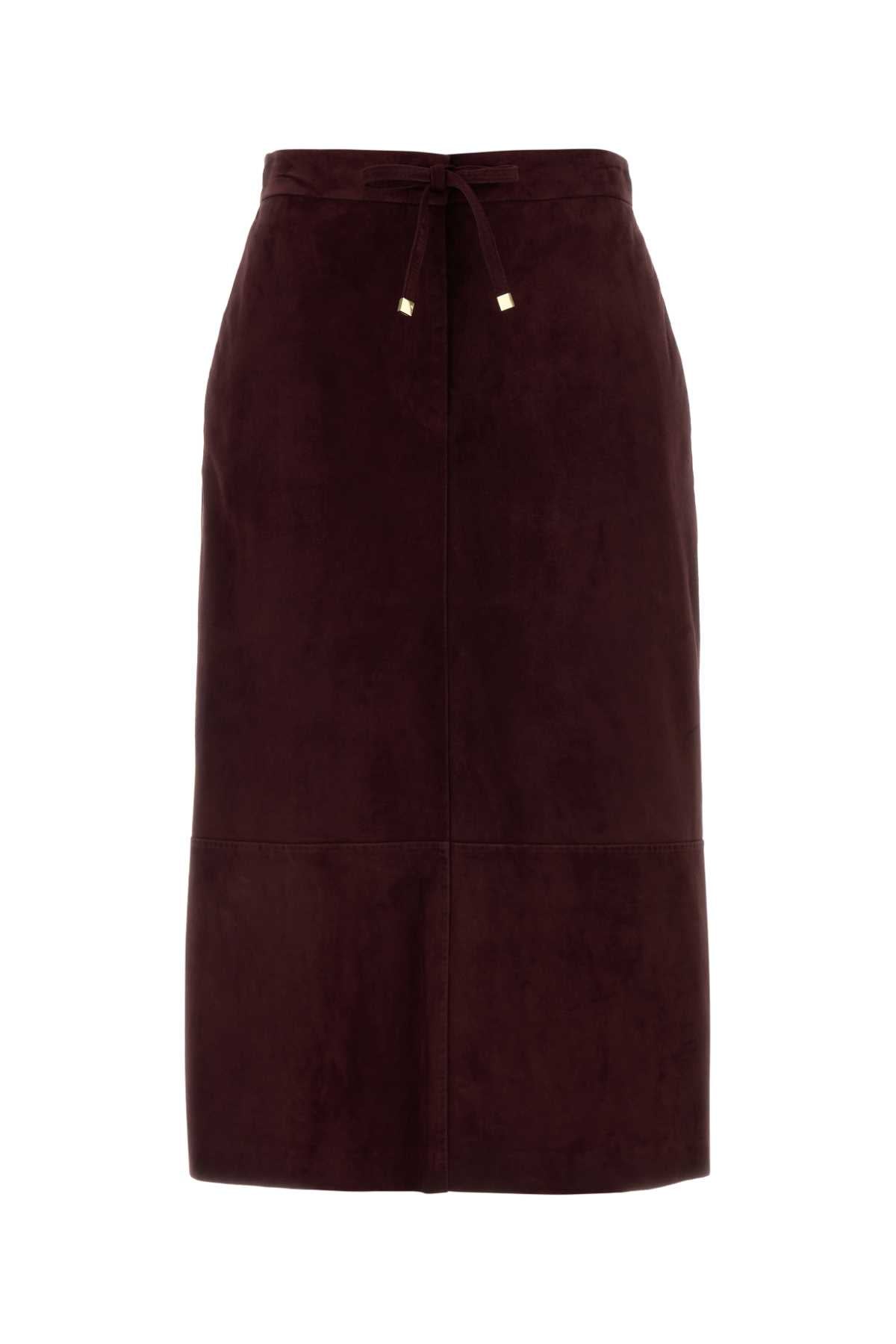 S Maxmara Women Burgundy Suede Gazza Skirt S MAX MARA