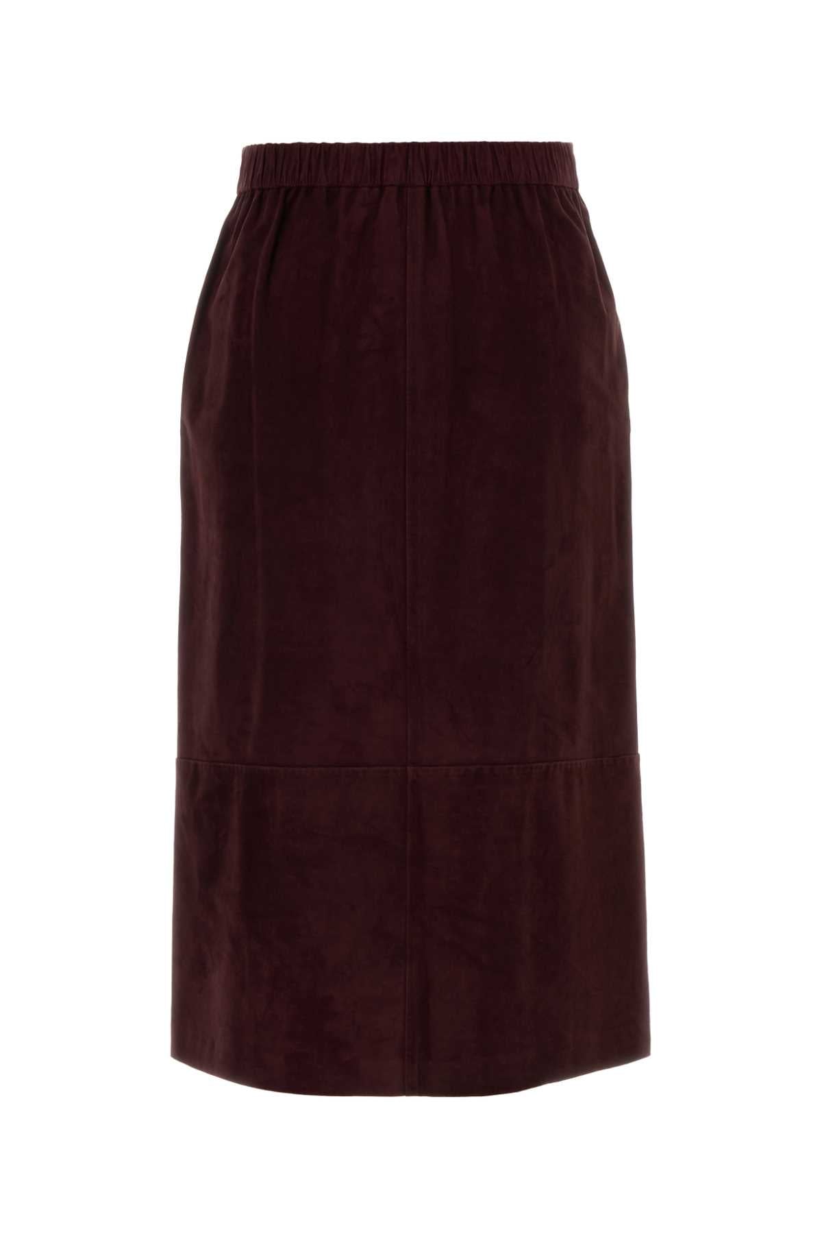 S Maxmara Women Burgundy Suede Gazza Skirt S MAX MARA