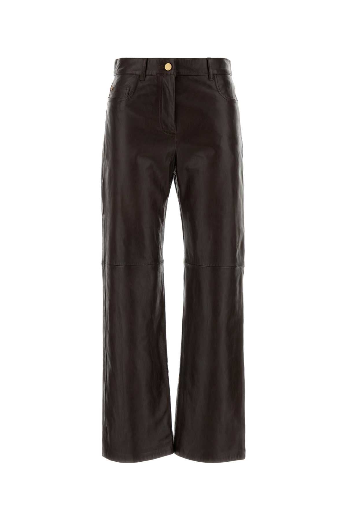 S Maxmara Women Chocolate Leather Pesca Pant S MAX MARA