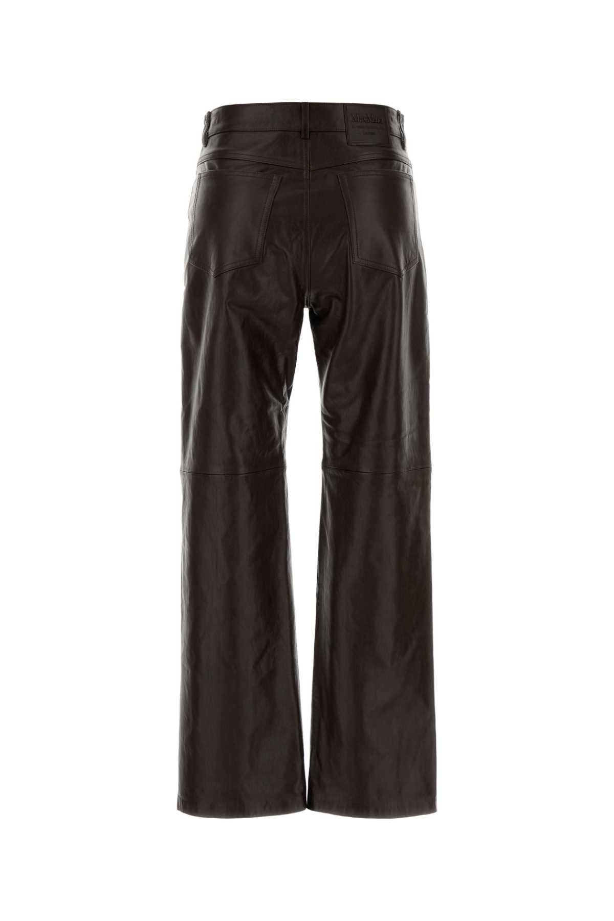 S Maxmara Women Chocolate Leather Pesca Pant S MAX MARA