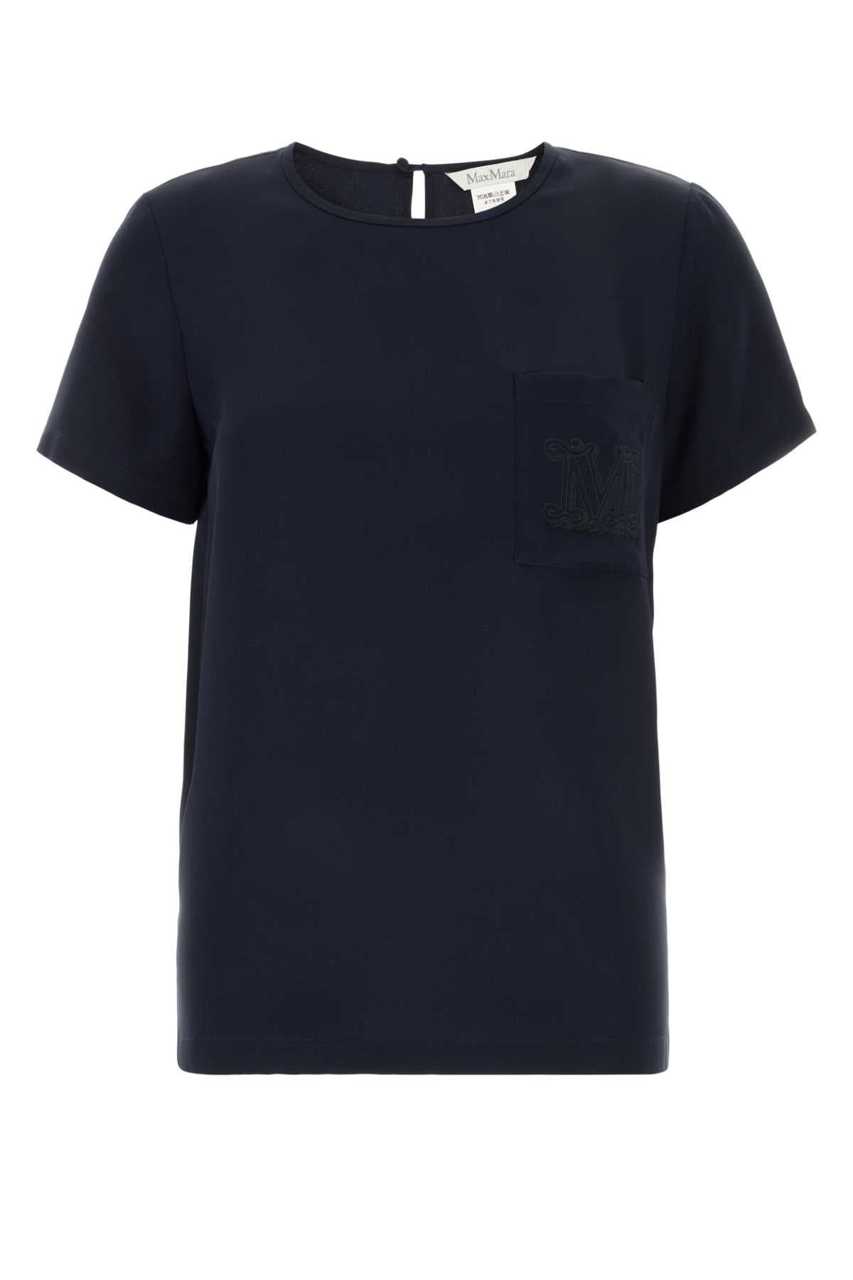 Max Mara Women Navy Blue Silk Pagano T-Shirt MAX MARA