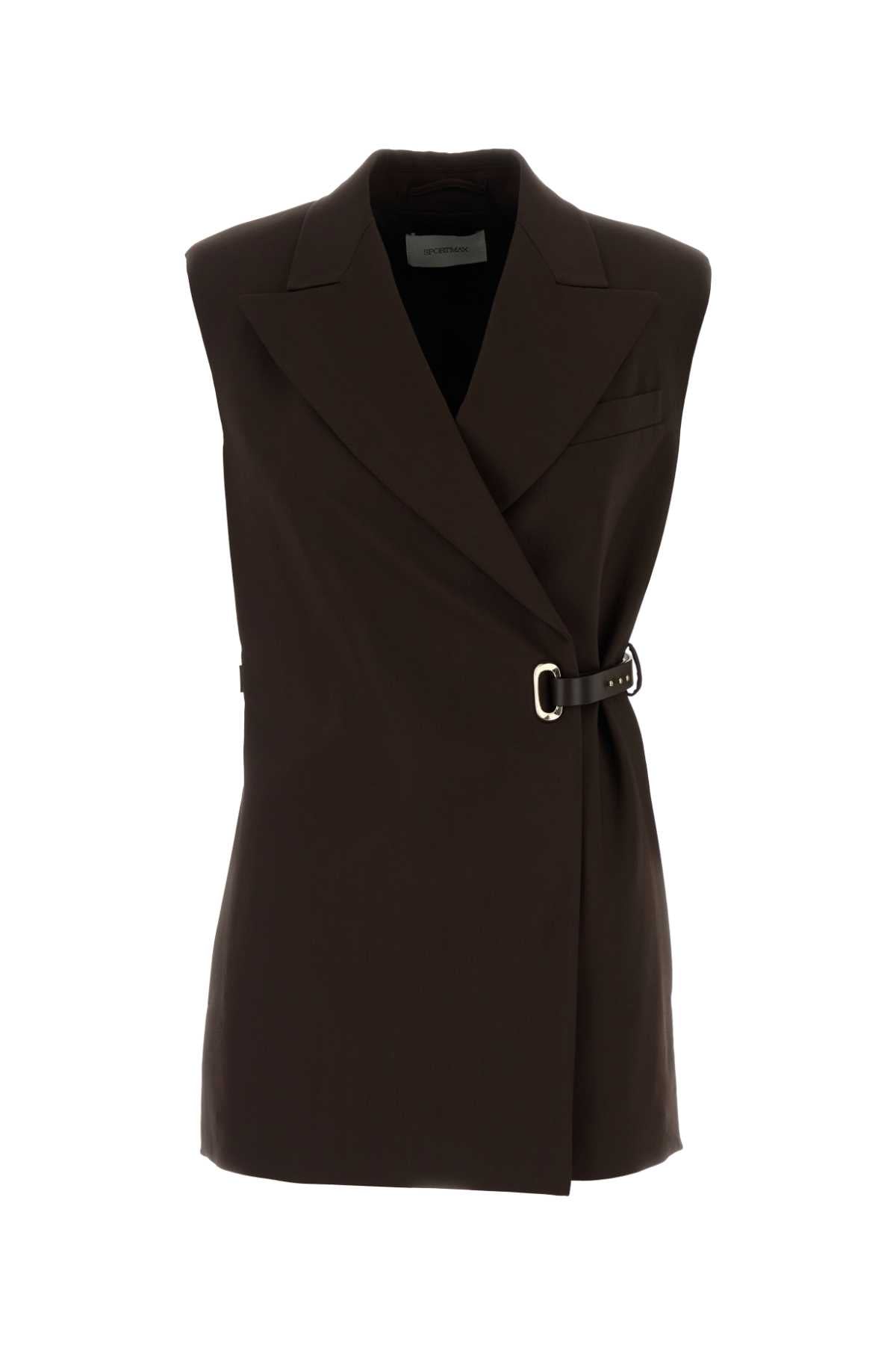 Sportmax Women Brown Stretch Viscose Gettone Vest SPORTMAX
