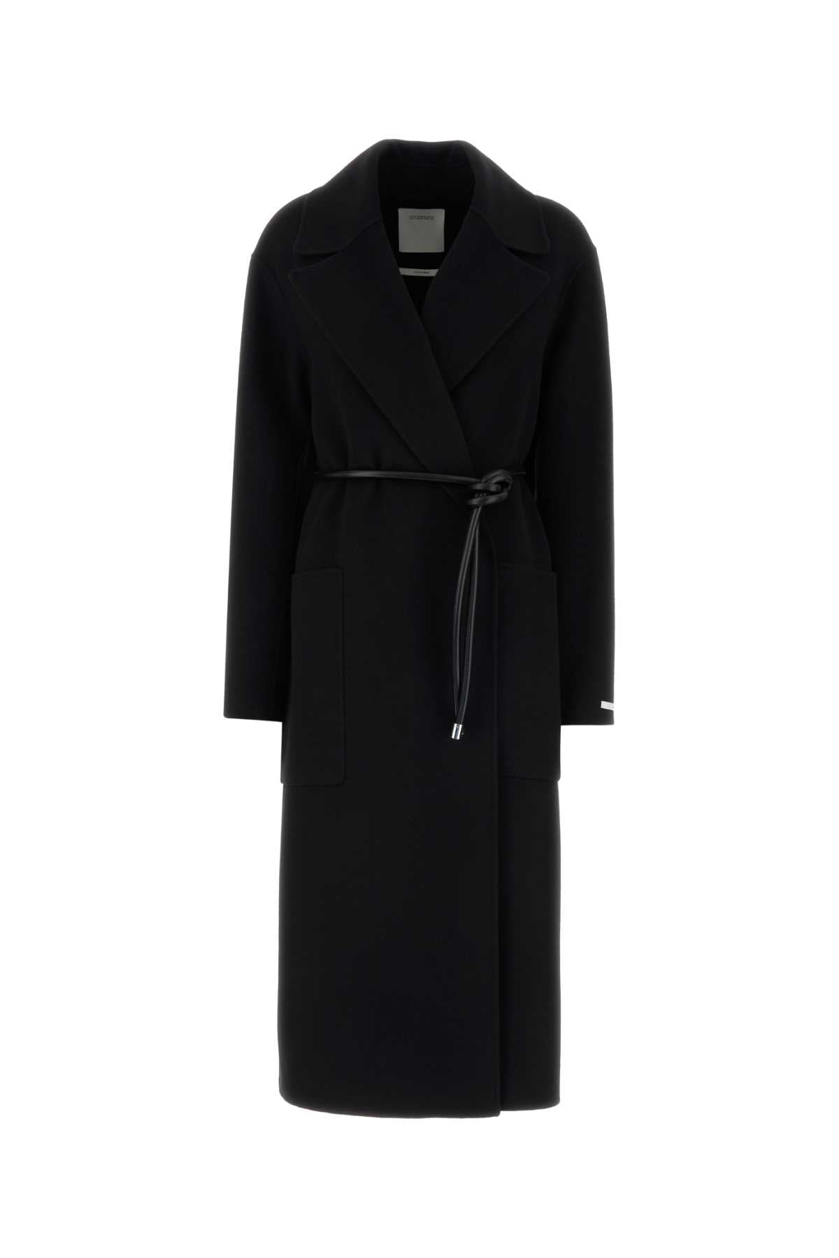 Sportmax Women Black Wool Zannata Coat SPORTMAX