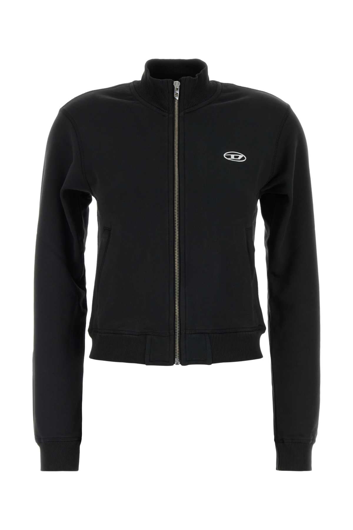 Diesel Women Black Cotton Sweatshirt DIESEL