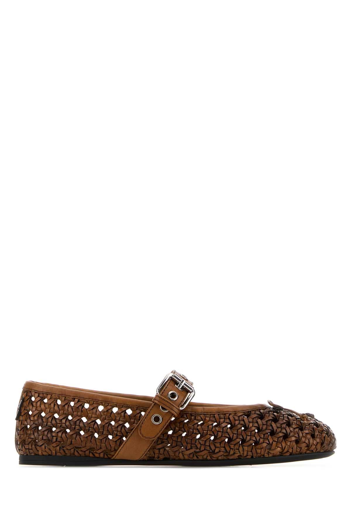 Miu Miu Women Brown Leather Ballerinas