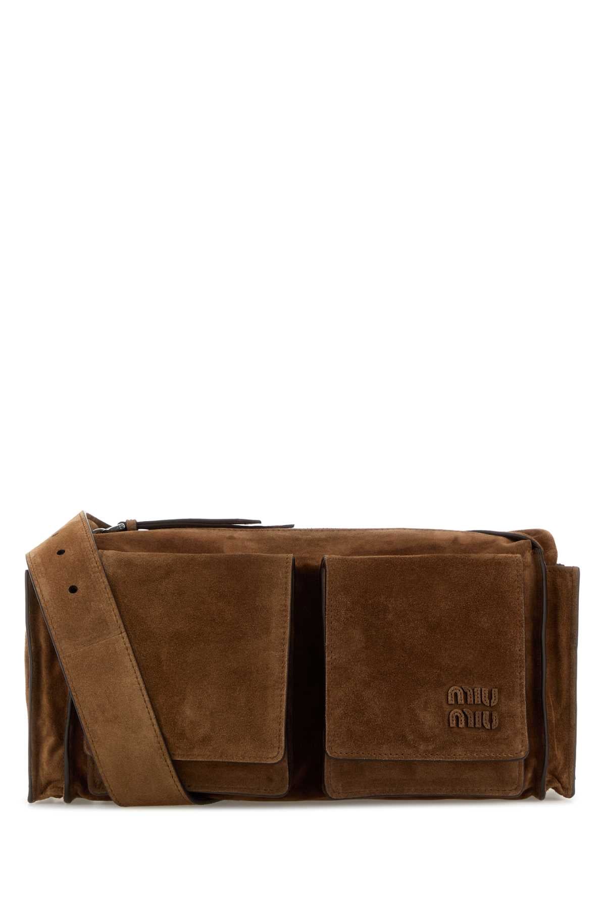 Miu Miu Women Brown Suede Utilitaire Crossbody Bag MIU MIU