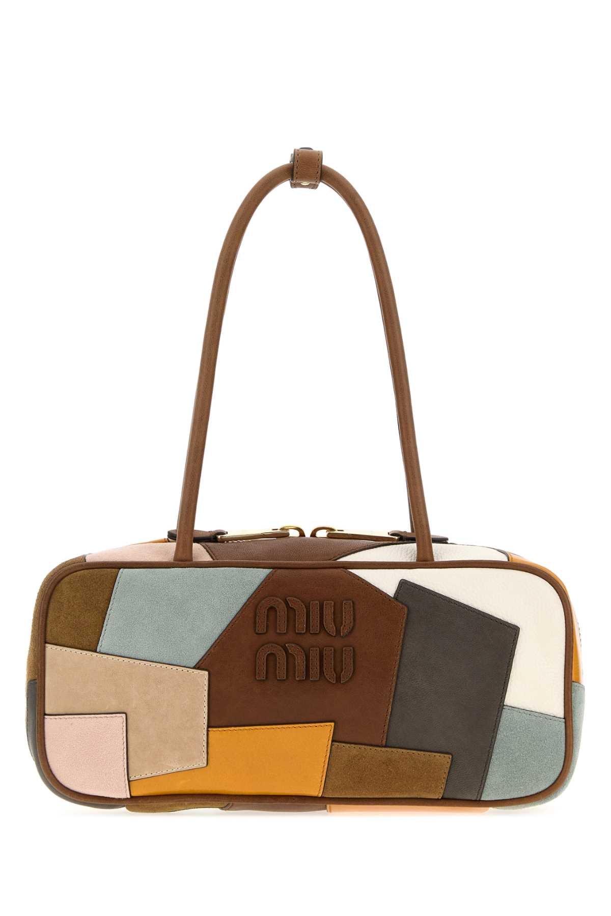 Miu Miu Women Multicolor Leather And Suede Shoulder Bag MIU MIU