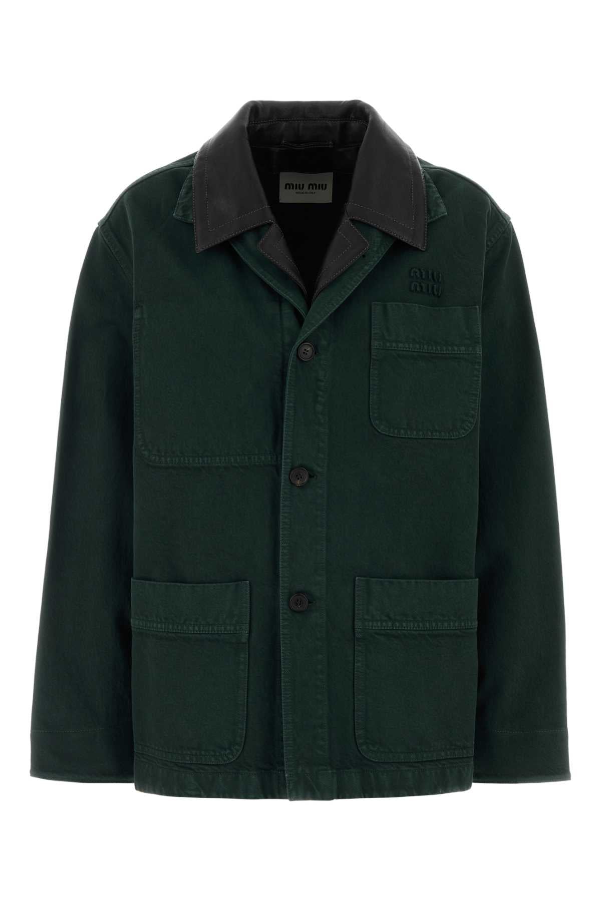 Miu Miu Women Bottle Green Denim Jacket MIU MIU