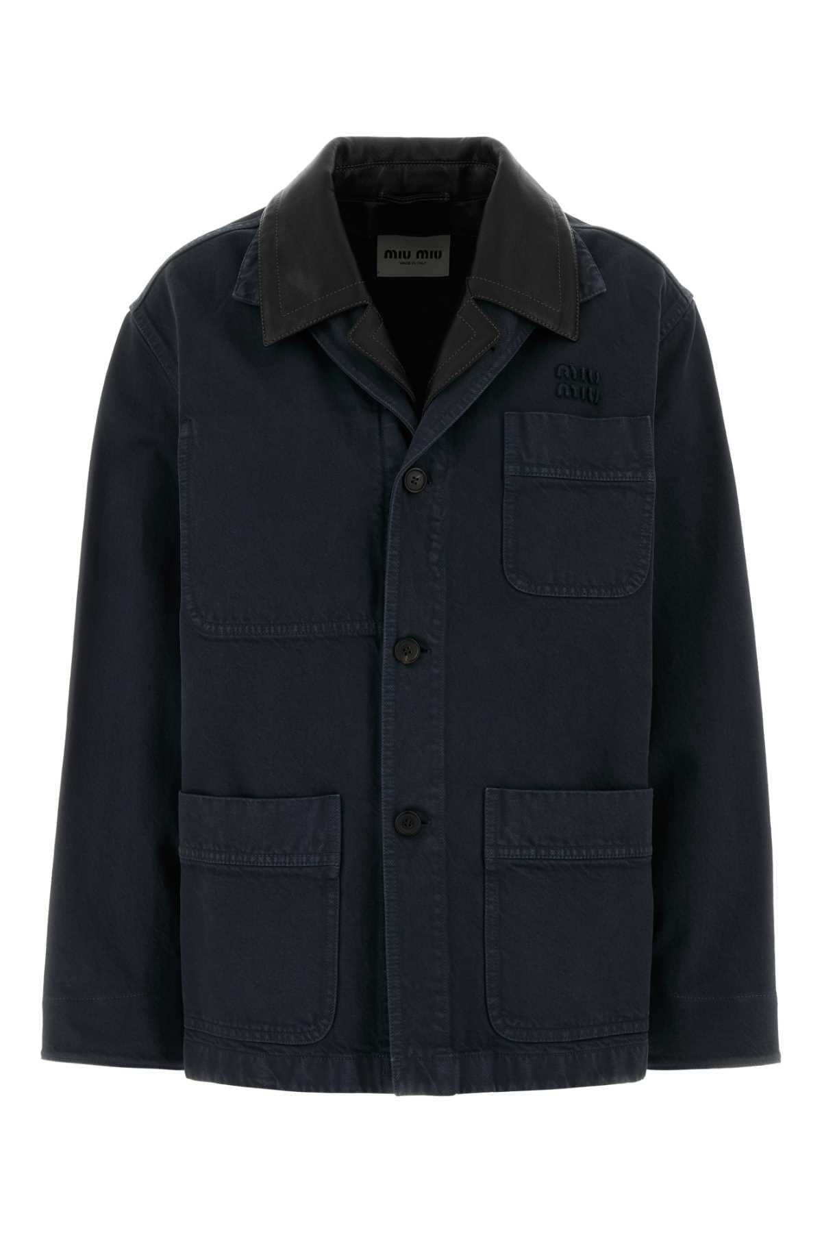 Miu Miu Women Navy Blue Denim Jacket MIU MIU