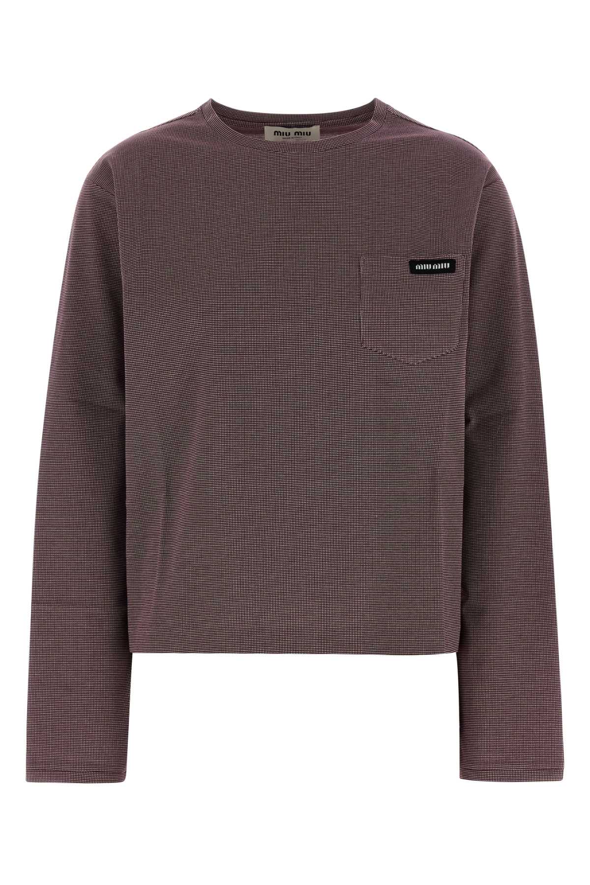Miu Miu Women Two-Tone Jersey T-Shirt MIU MIU