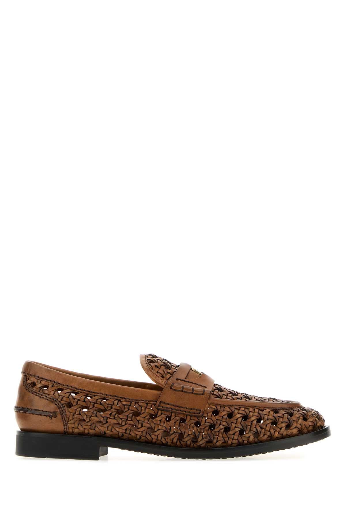 Miu Miu Women Brown Leather Loafers MIU MIU