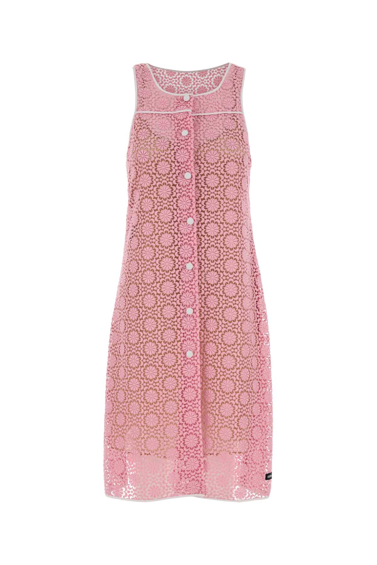 Miu Miu Women Pink Macrame Lace Dress MIU MIU