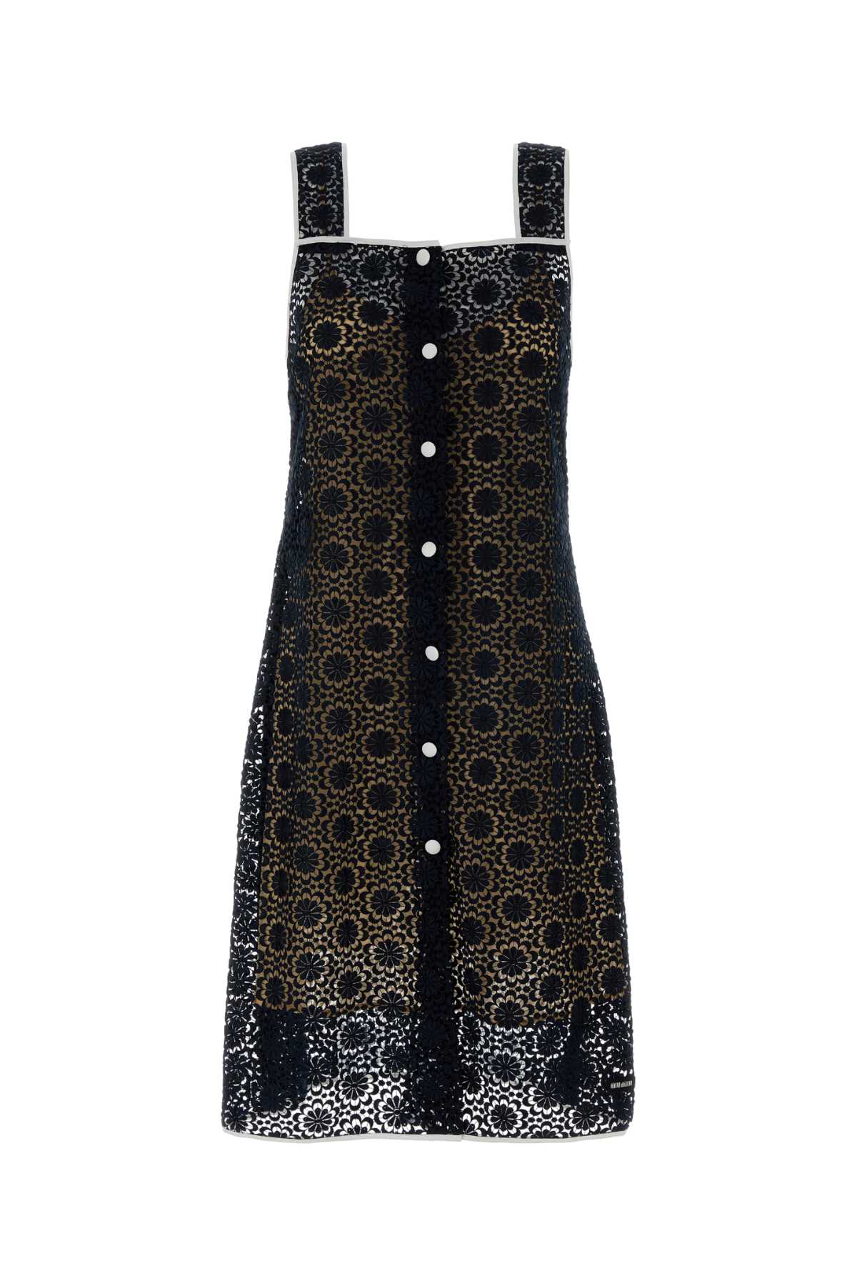 Miu Miu Women Midnight Blue Macrame Lace Dress MIU MIU
