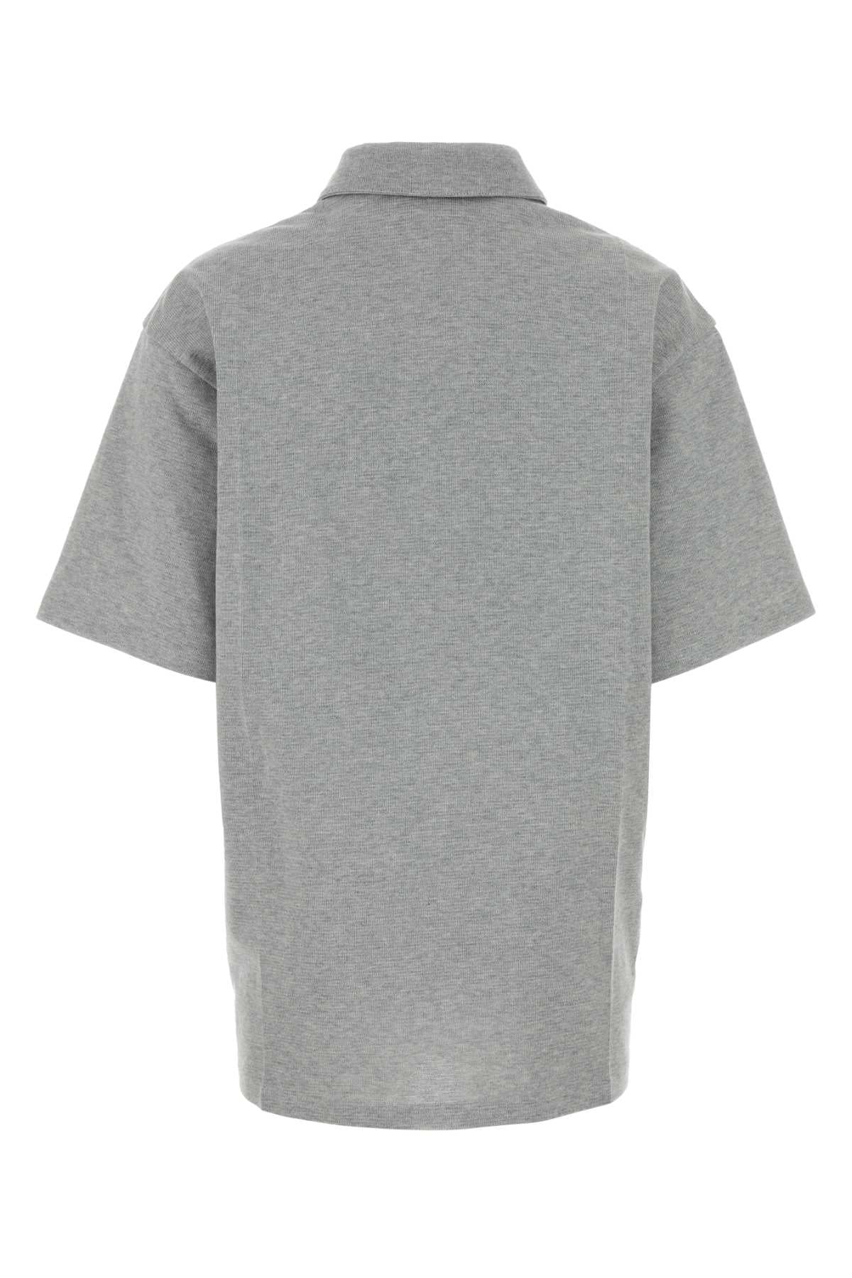 Miu Miu Women Grey Cotton Blend Oversize Polo Shirt MIU MIU