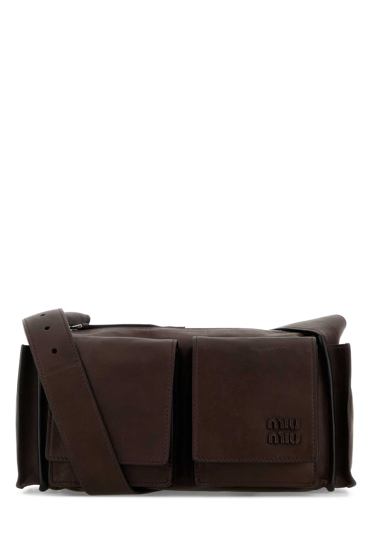 Miu Miu Women Dark Brown Nappa Leather Utilitaire Crossbody Bag MIU MIU