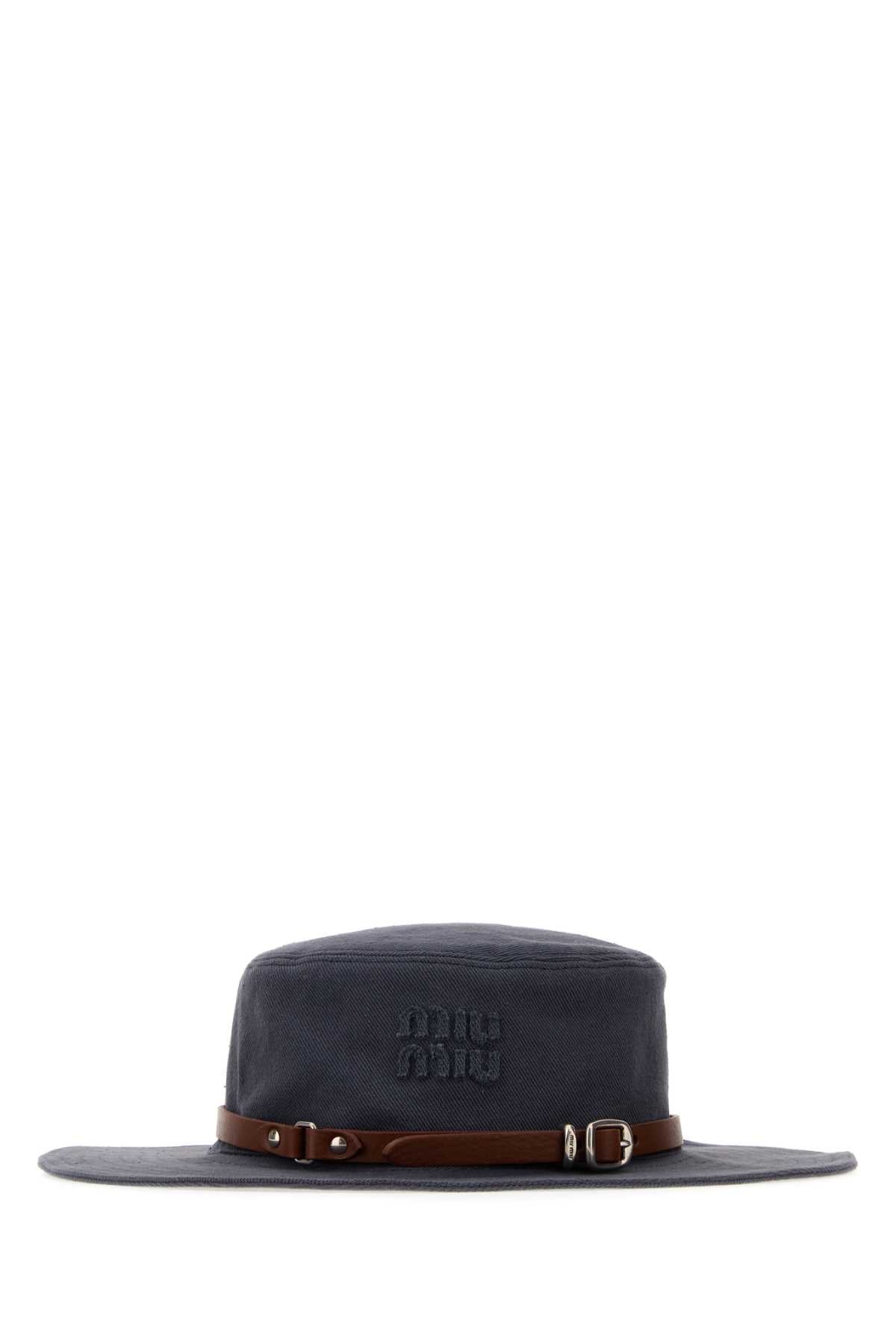 Miu Miu Women Navy Blue Drill Hat MIU MIU