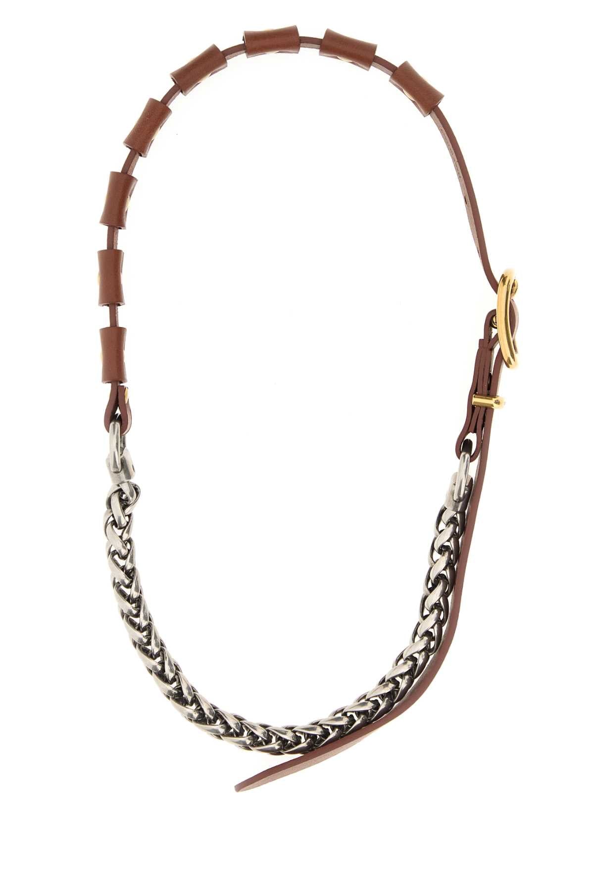Miu Miu Women Brown Leather Necklace MIU MIU