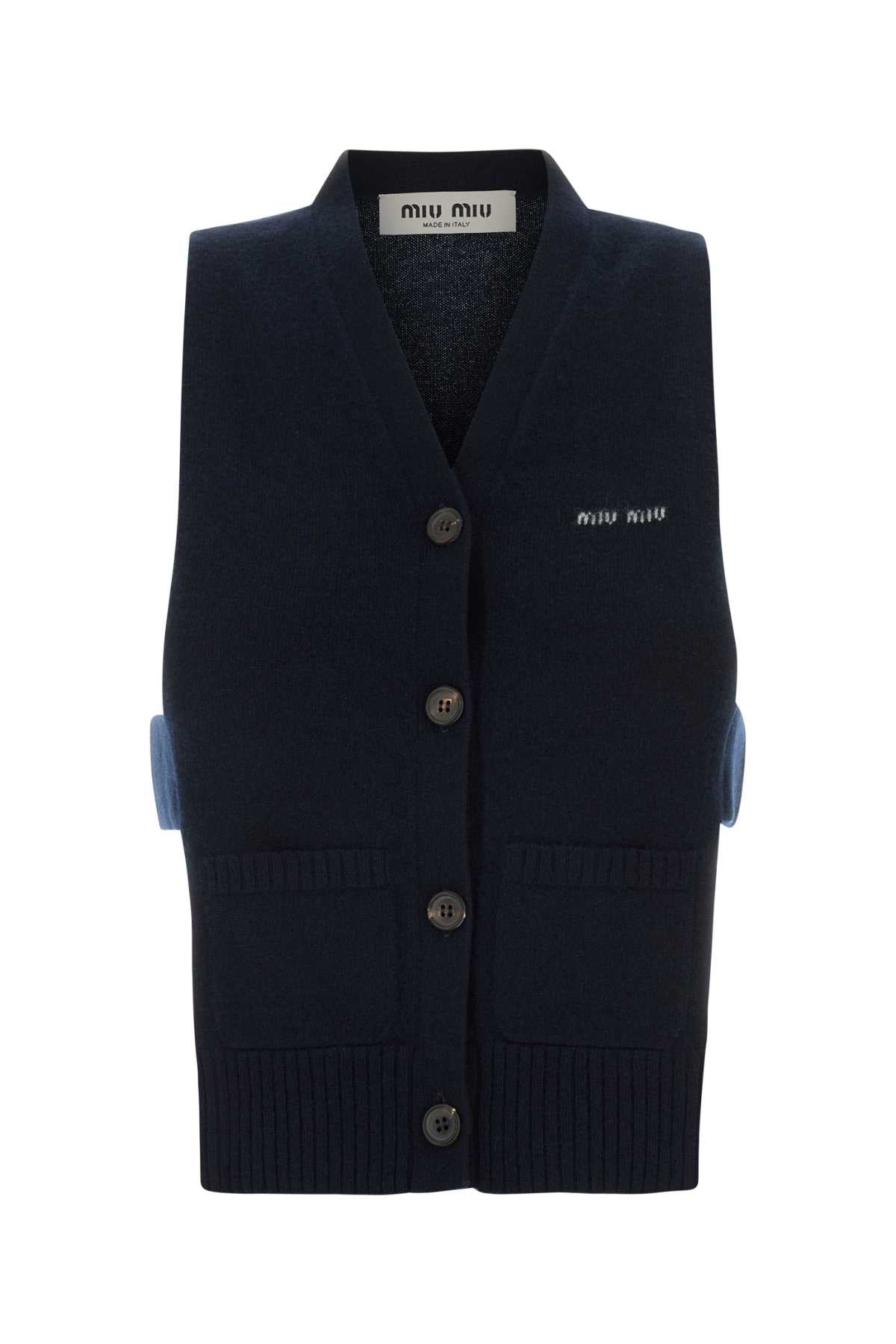 Miu Miu Women Midnight Blue Cashmere Vest MIU MIU