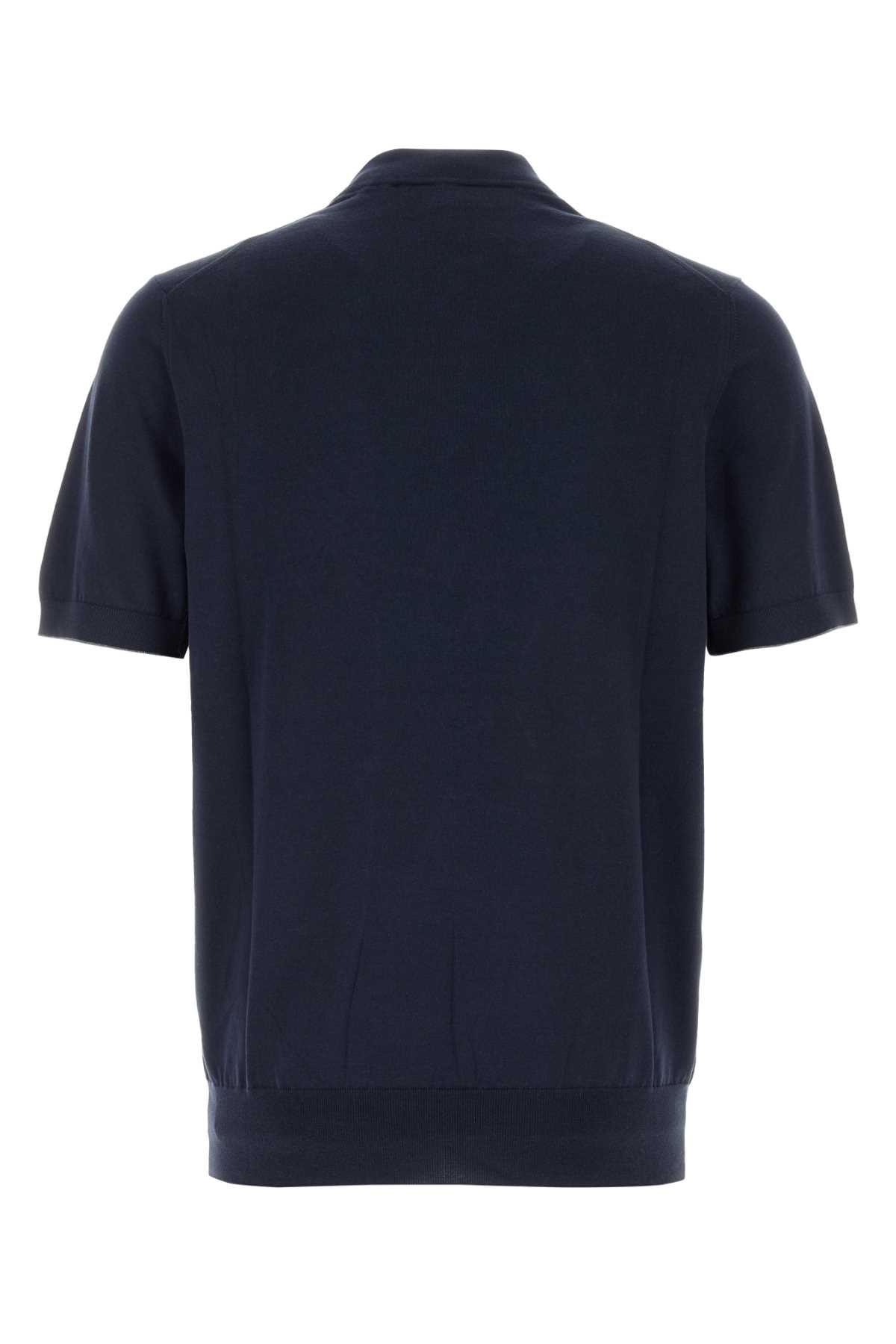Brunello Cucinelli Men Navy Blue Knit T-Shirt BRUNELLO CUCINELLI