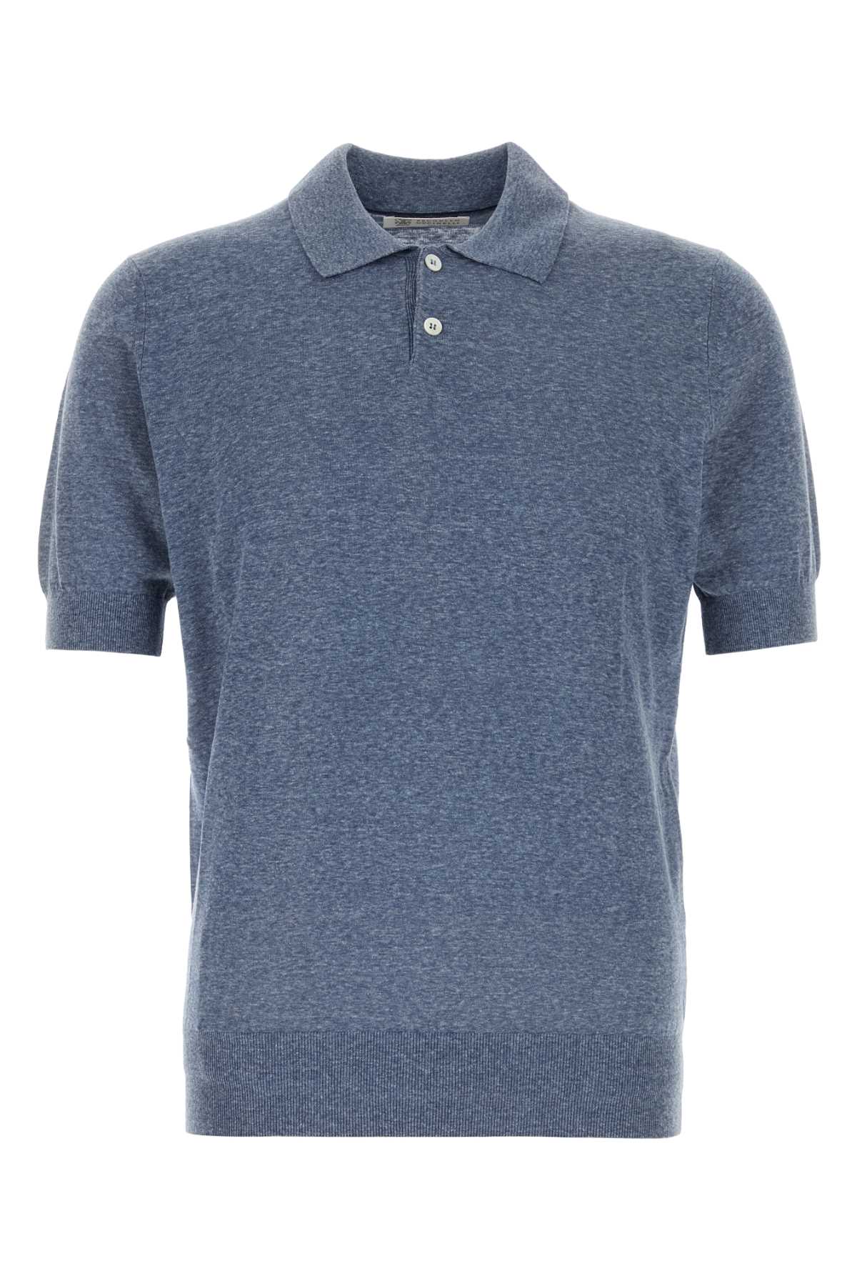 Brunello Cucinelli Men Air Force Blue Linen Blend Polo Shirt BRUNELLO CUCINELLI