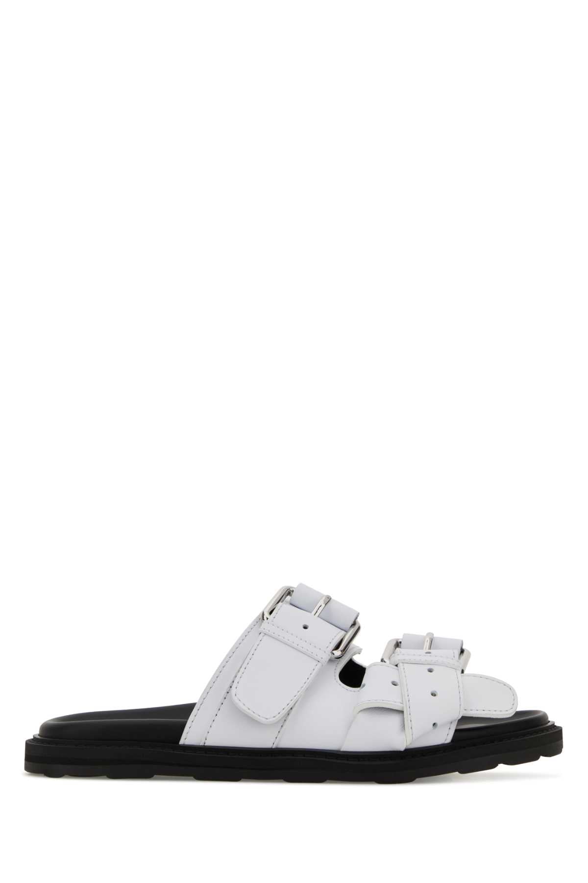 Moschino Women White Leather Slippers MOSCHINO
