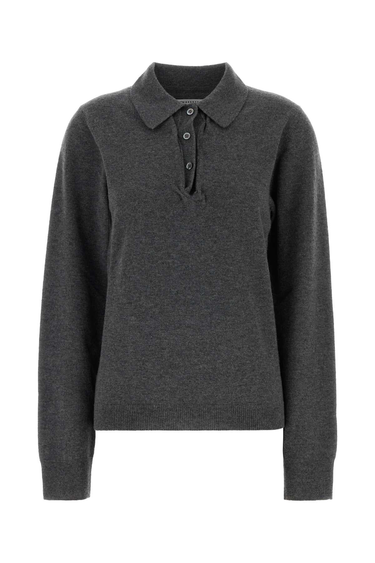 Maison Margiela Women Graphite Wool Polo Shirt MAISON MARGIELA