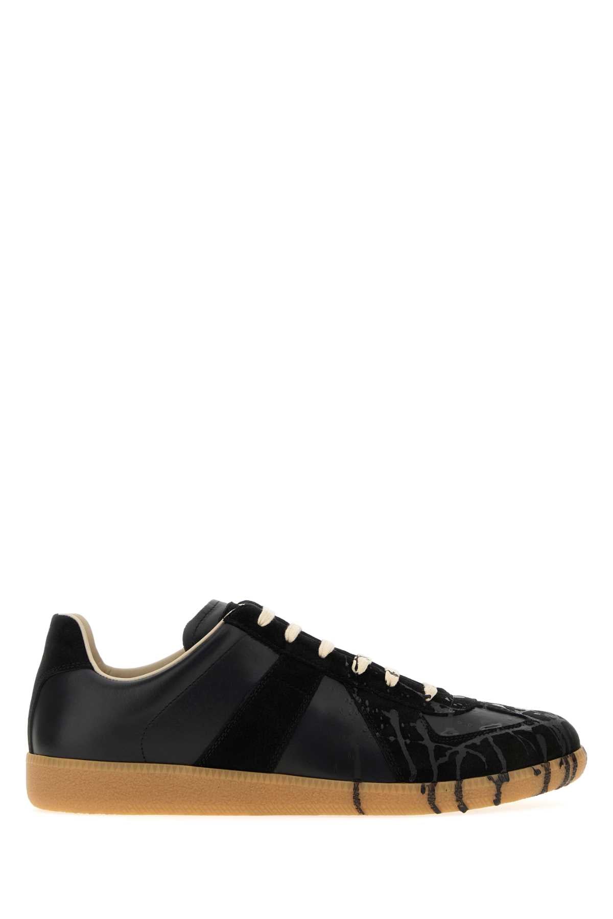 Maison Margiela Men Black Leather Replica Sneakers MAISON MARGIELA