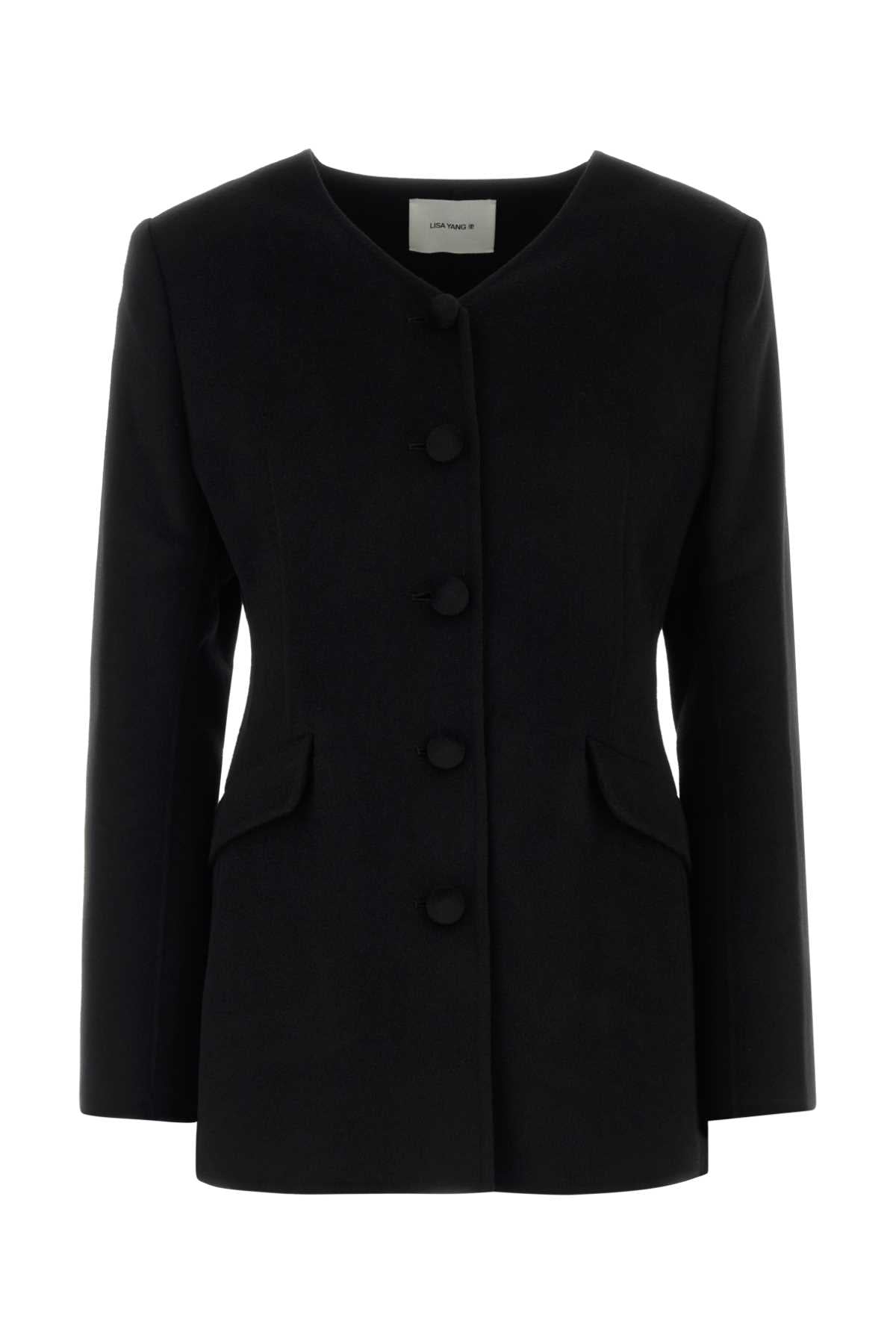 Lisa Yang Women Black Wool Blend Blazer LISA YANG