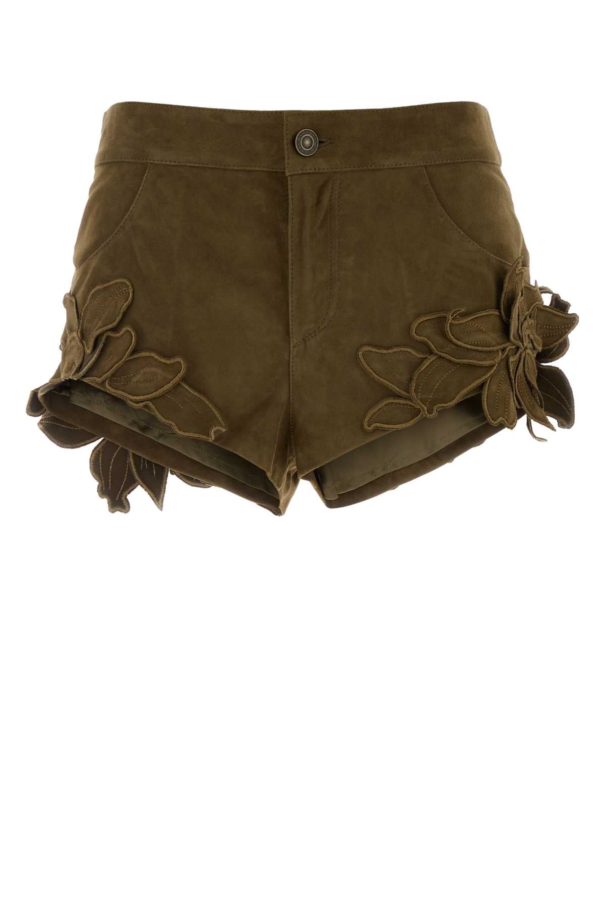 Isabel Marant Women Olive Green Suede Kevana Shorts ISABEL MARANT