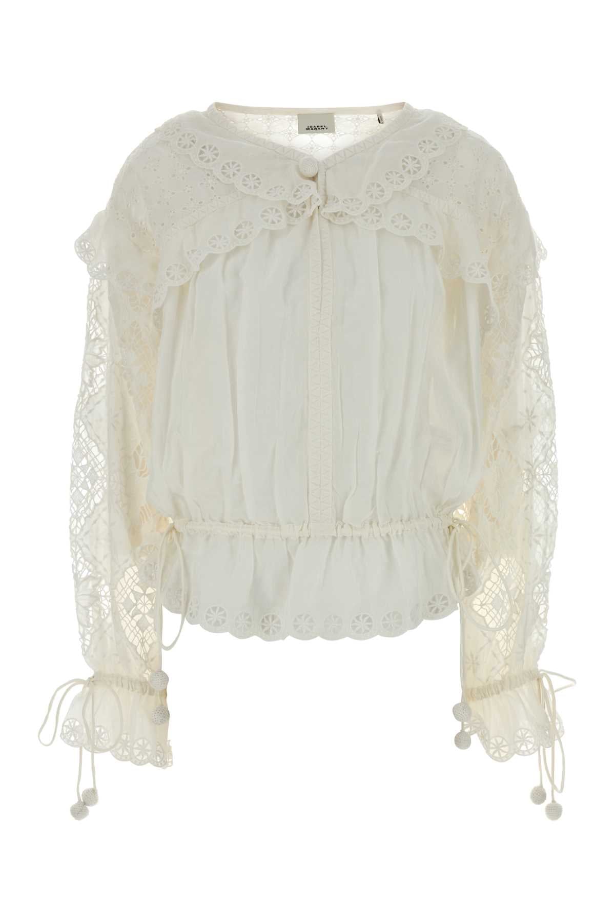 Isabel Marant Women White Cotton Blend Nowana Blouse ISABEL MARANT