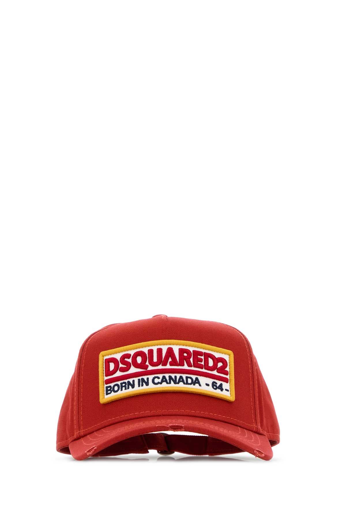 Dsquared Men Red Cotton Baseball Cap DSQUARED2