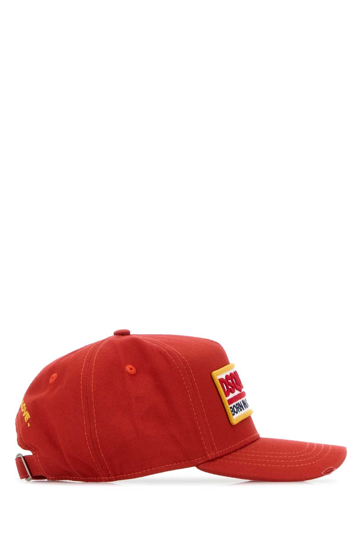 Dsquared Men Red Cotton Baseball Cap DSQUARED2