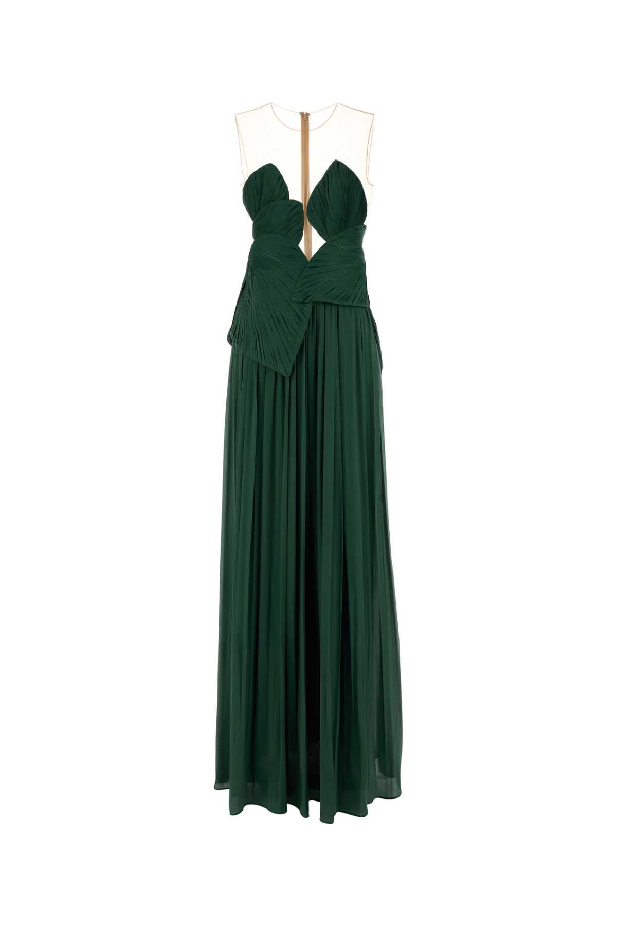 Costarellos Women Dark Green Georgette Serenne Long Dress COSTARELLOS
