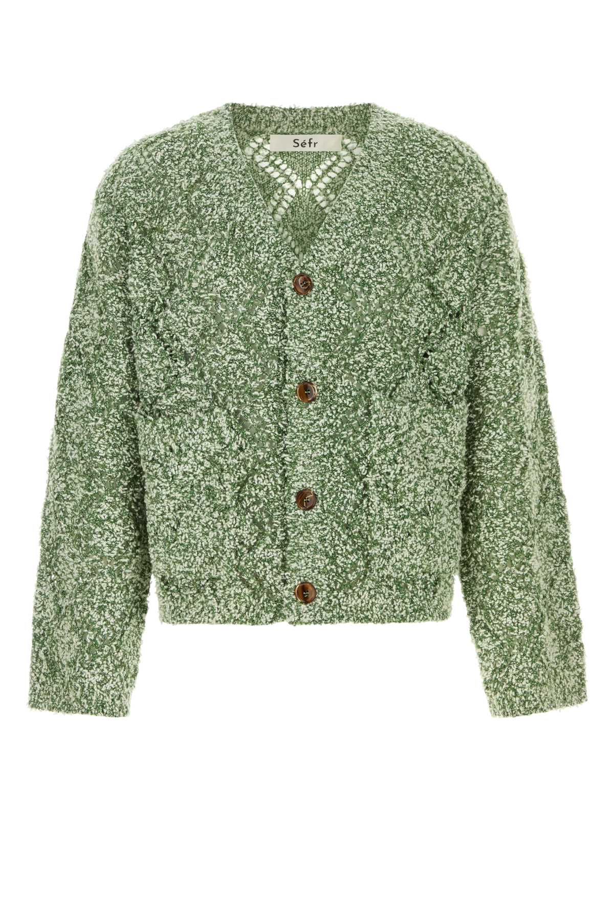 Sefr Men Melange Green Wool Blend Oversize Abain Cardigan SEFR