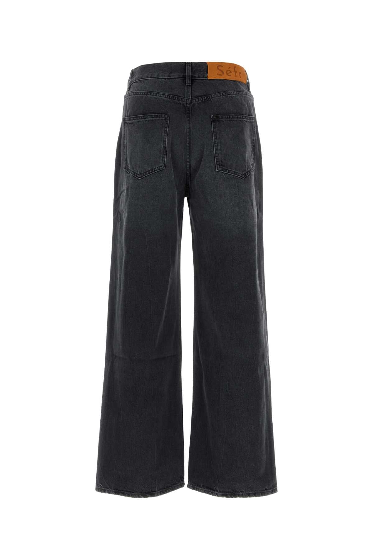 Sefr Men Black Denim Wide-Leg Jeans SEFR