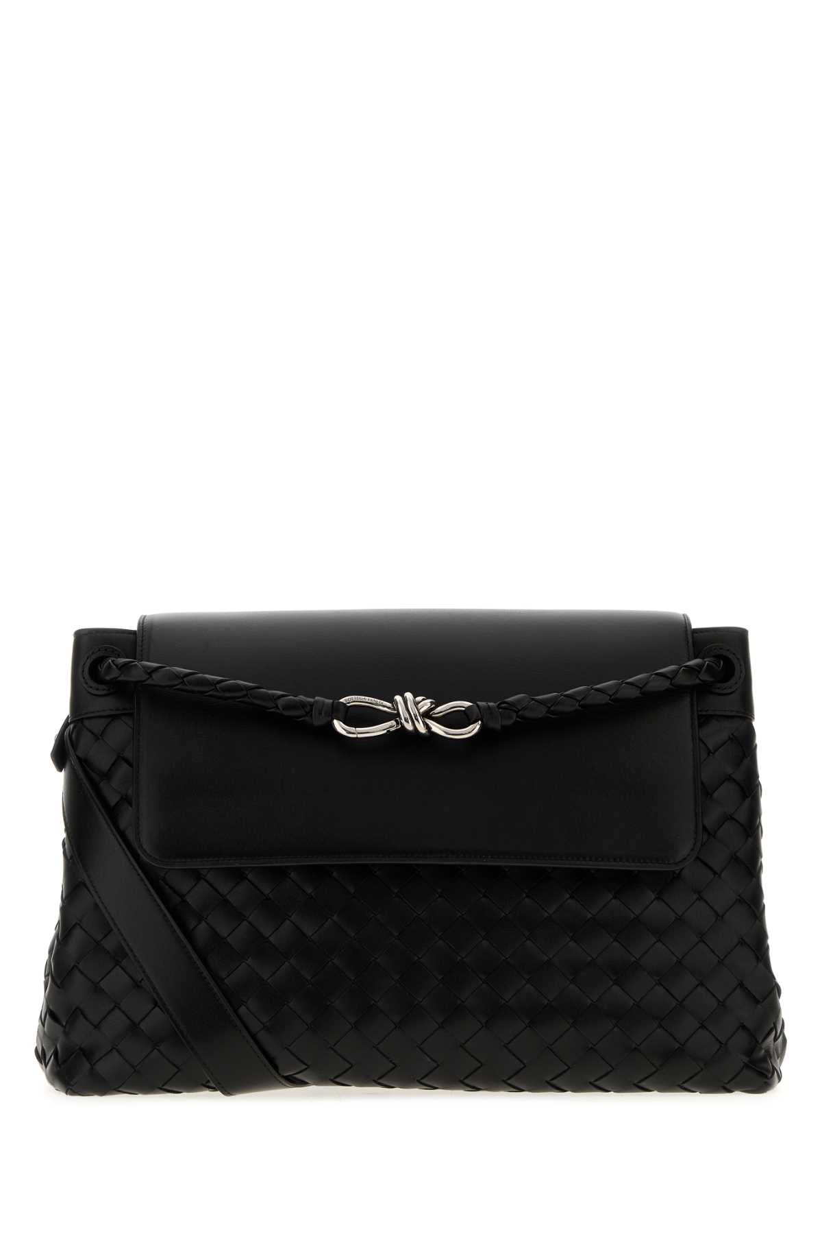Bottega Veneta Men Black Leather Medium Andiamo Crossbody Bag BOTTEGA VENETA