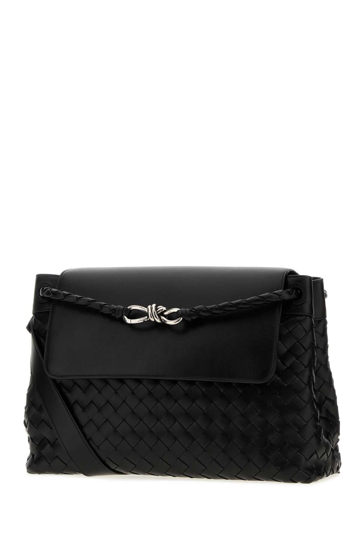 Bottega Veneta Men Black Leather Medium Andiamo Crossbody Bag BOTTEGA VENETA