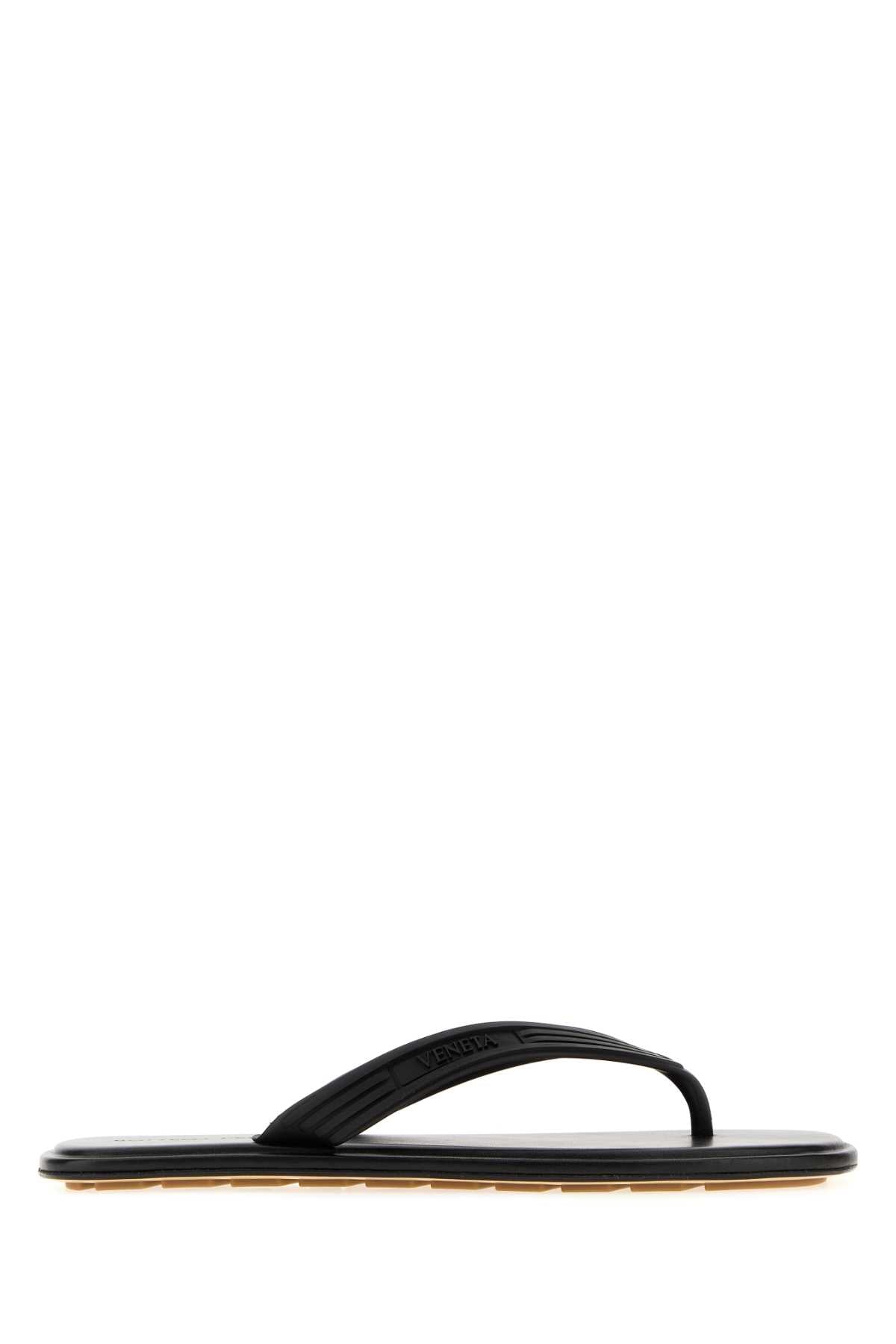 Bottega Veneta Men Black Rubber Sampieri Thong Slippers BOTTEGA VENETA