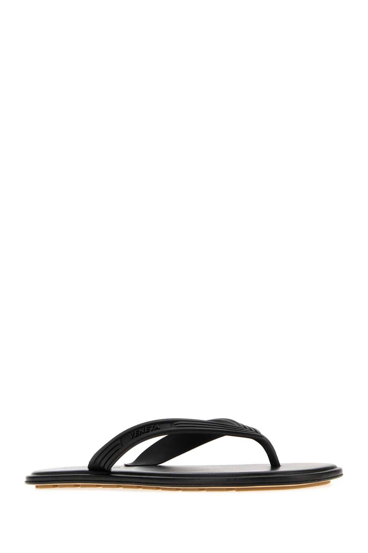 Bottega Veneta Men Black Rubber Sampieri Thong Slippers BOTTEGA VENETA