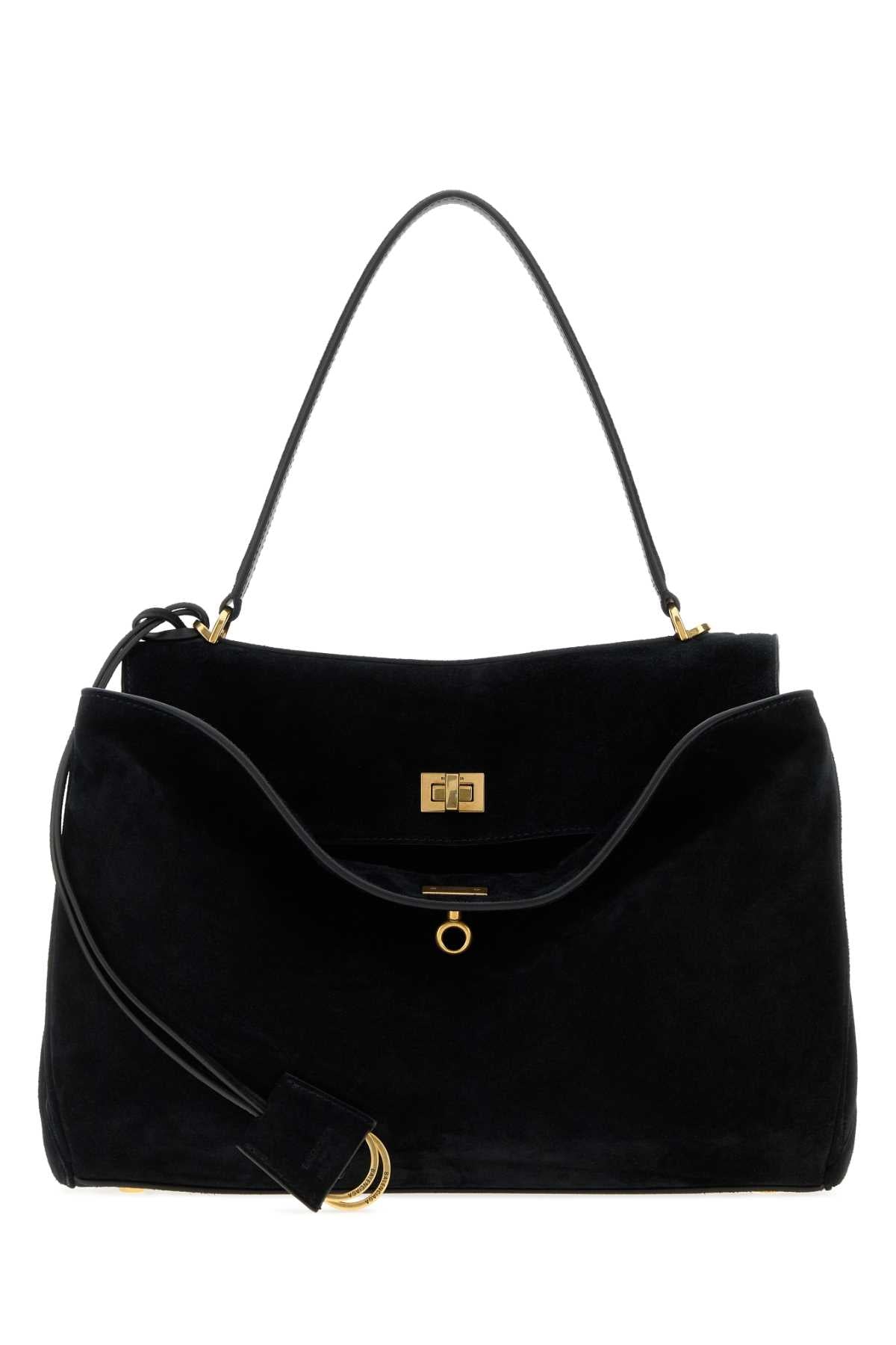 Balenciaga Women Black Suede Medium Rodeo Handbag BALENCIAGA
